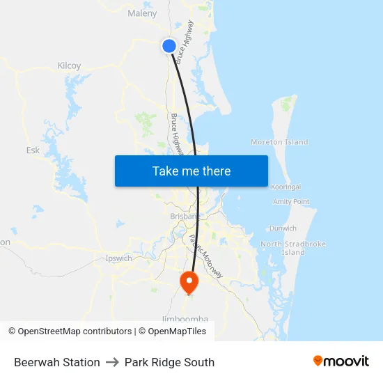 Beerwah Station to Park Ridge South map