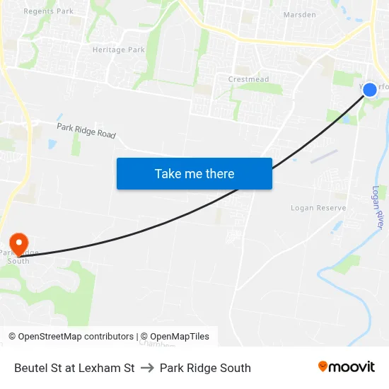 Beutel St at Lexham St to Park Ridge South map