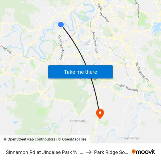 Sinnamon Rd at Jindalee Park 'N' Ride to Park Ridge South map