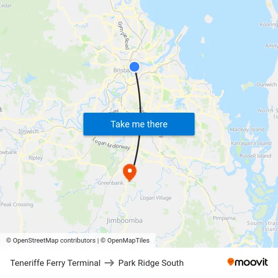 Teneriffe Ferry Terminal to Park Ridge South map