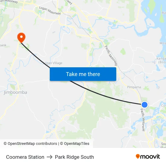 Coomera Station to Park Ridge South map