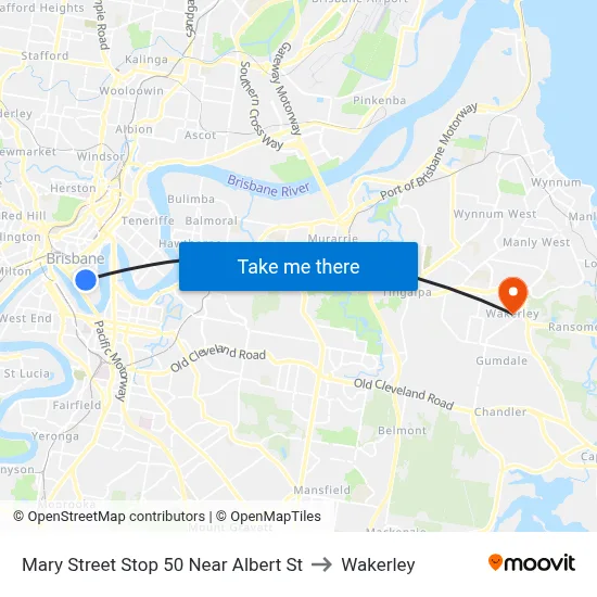 Mary Street Stop 50 Near Albert St to Wakerley map