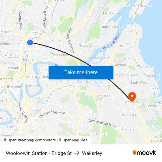 Wooloowin Station - Bridge St to Wakerley map