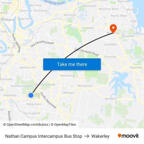 Nathan Campus Intercampus Bus Stop to Wakerley map