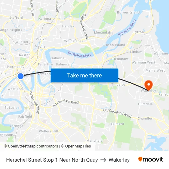Herschel Street Stop 1 Near North Quay to Wakerley map