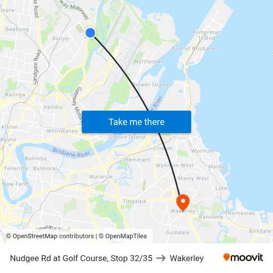 Nudgee Rd at Golf Course, Stop 32/35 to Wakerley map