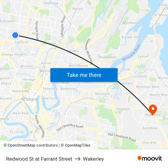 Redwood St at Farrant Street to Wakerley map