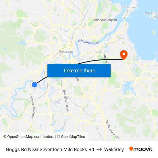 Goggs Rd Near Seventeen Mile Rocks Rd to Wakerley map