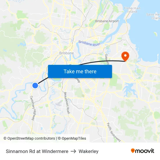 Sinnamon Rd at Windermere to Wakerley map