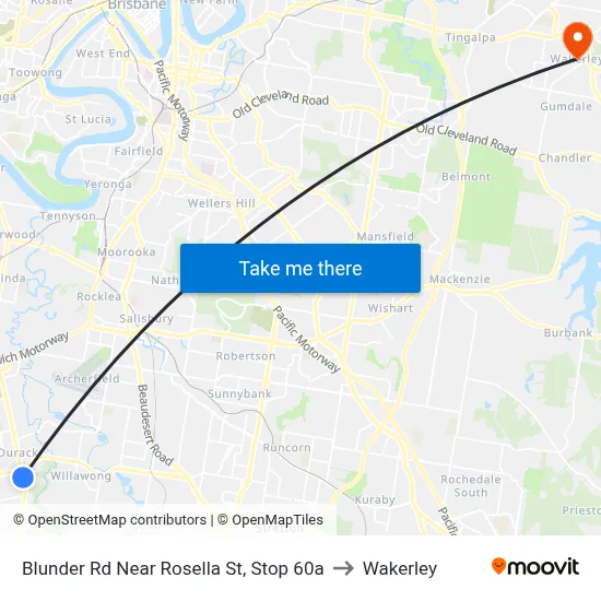 Blunder Rd Near Rosella St, Stop 60a to Wakerley map