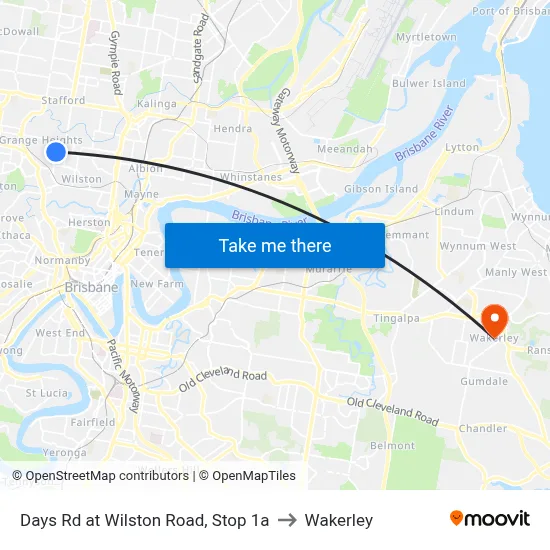 Days Rd at Wilston Road, Stop 1a to Wakerley map