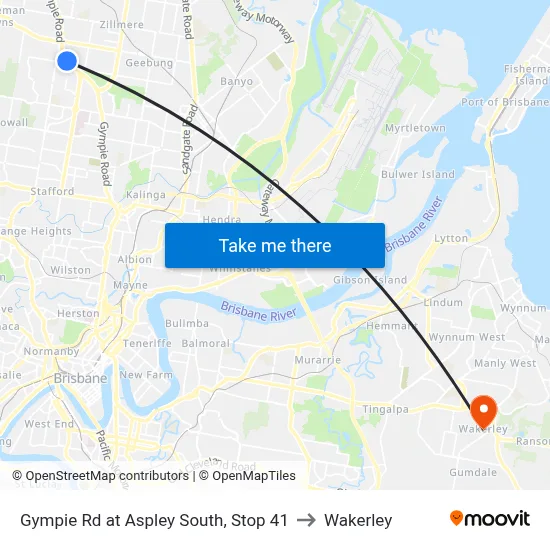 Gympie Rd at Aspley South, Stop 41 to Wakerley map