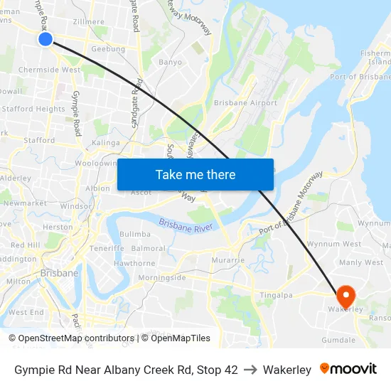Gympie Rd Near Albany Creek Rd, Stop 42 to Wakerley map