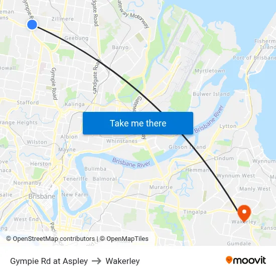 Gympie Rd at Aspley to Wakerley map