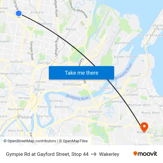 Gympie Rd at Gayford Street, Stop 44 to Wakerley map