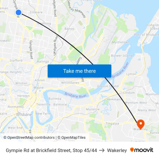 Gympie Rd at Brickfield Street, Stop 45/44 to Wakerley map