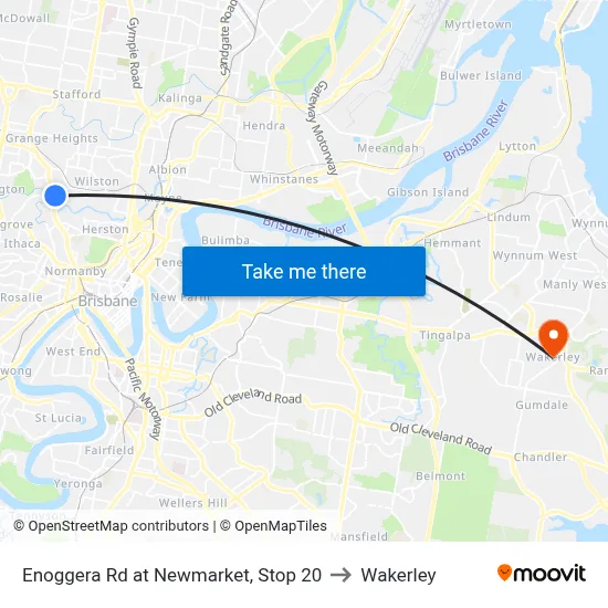 Enoggera Rd at Newmarket, Stop 20 to Wakerley map