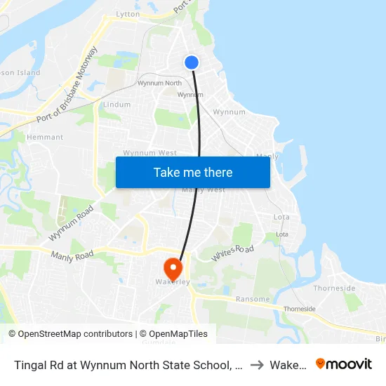 Tingal Rd at Wynnum North State School, Stop 10/5 to Wakerley map
