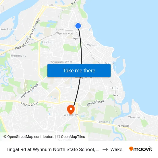 Tingal Rd at Wynnum North State School, Stop 10/5 to Wakerley map