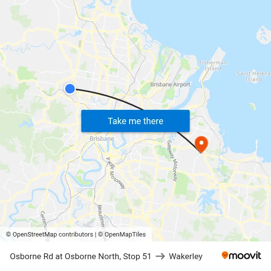 Osborne Rd at Osborne North, Stop 51 to Wakerley map