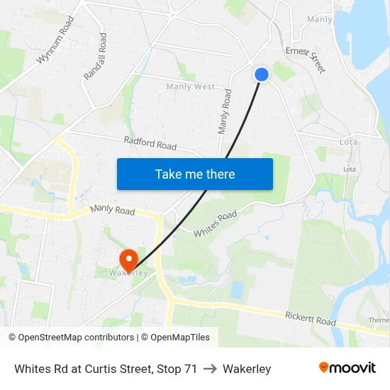 Whites Rd at Curtis Street, Stop 71 to Wakerley map