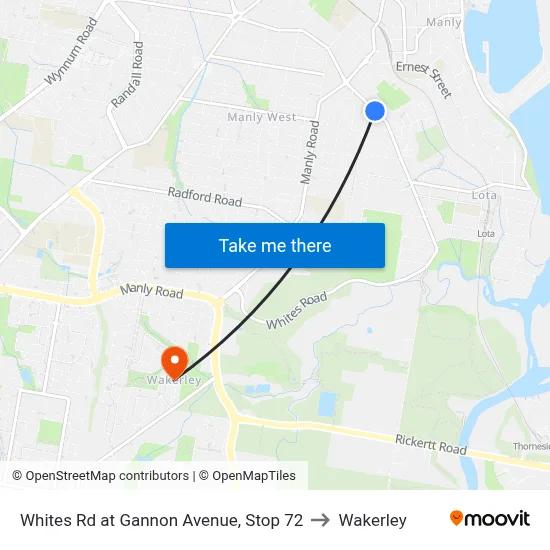 Whites Rd at Gannon Avenue, Stop 72 to Wakerley map