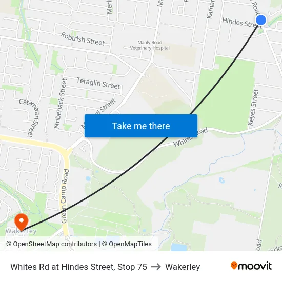 Whites Rd at Hindes Street, Stop 75 to Wakerley map
