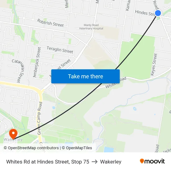 Whites Rd at Hindes Street, Stop 75 to Wakerley map