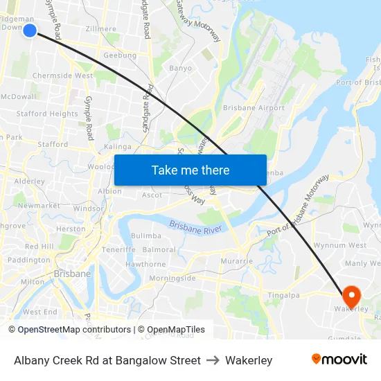 Albany Creek Rd at Bangalow Street to Wakerley map