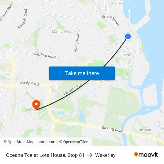 Oceana Tce at Lota House, Stop 81 to Wakerley map