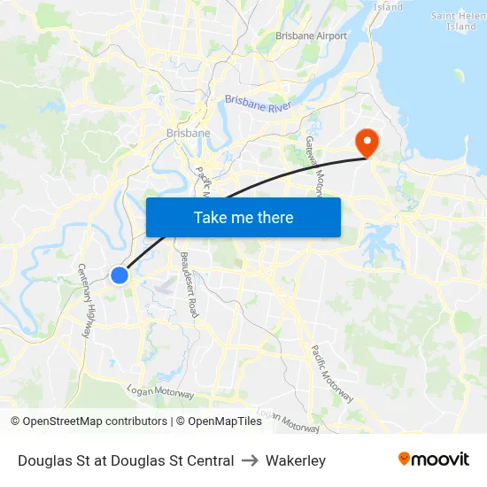 Douglas St at Douglas St Central to Wakerley map