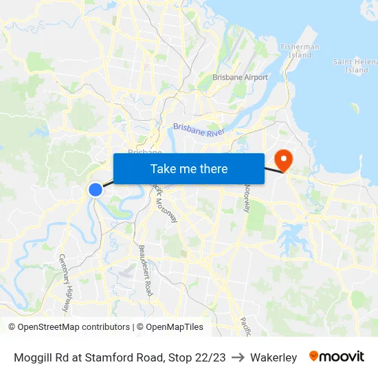 Moggill Rd at Stamford Road, Stop 22/23 to Wakerley map