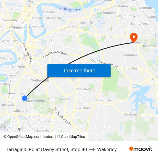 Tarragindi Rd at Davey Street, Stop 40 to Wakerley map