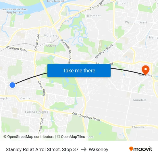 Stanley Rd at Arrol Street, Stop 37 to Wakerley map