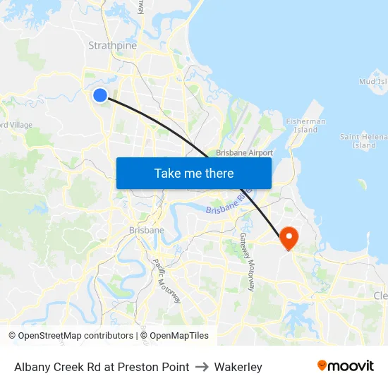 Albany Creek Rd at Preston Point to Wakerley map