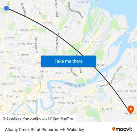 Albany Creek Rd at Pinnaroo to Wakerley map