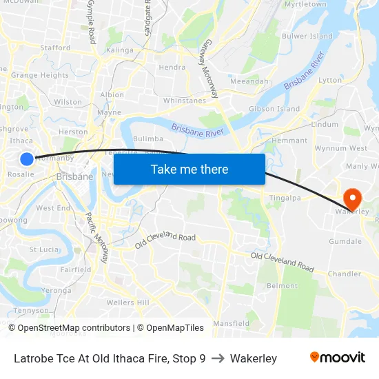 Latrobe Tce At Old Ithaca Fire, Stop 9 to Wakerley map