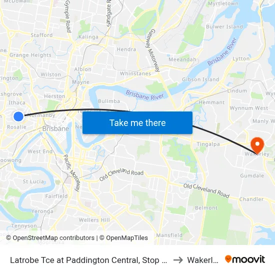Latrobe Tce at Paddington Central, Stop 10 to Wakerley map