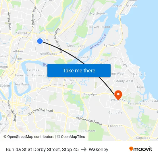 Burilda St at Derby Street, Stop 45 to Wakerley map