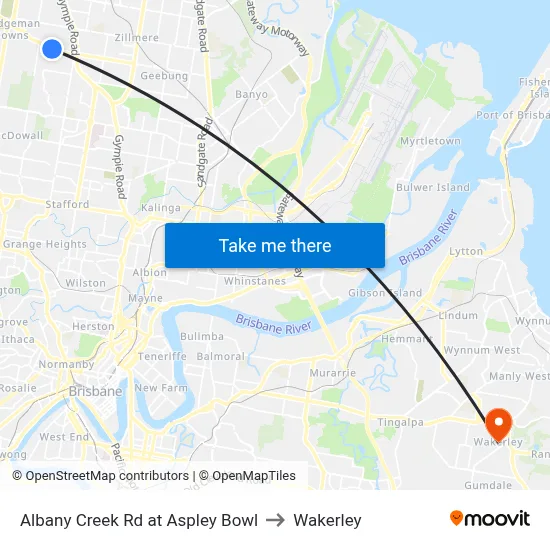 Albany Creek Rd at Aspley Bowl to Wakerley map
