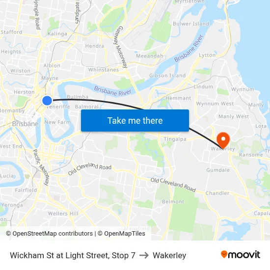 Wickham St at Light Street, Stop 7 to Wakerley map