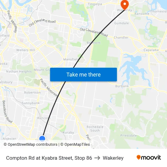 Compton Rd at Kyabra Street, Stop 86 to Wakerley map