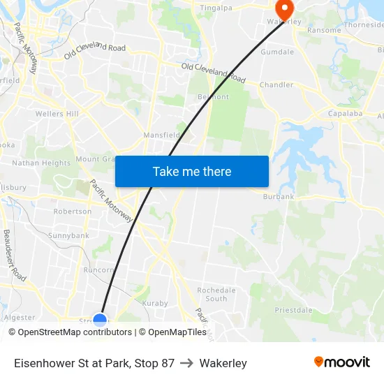 Eisenhower St at Park, Stop 87 to Wakerley map