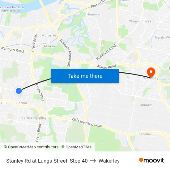 Stanley Rd at Lunga Street, Stop 40 to Wakerley map