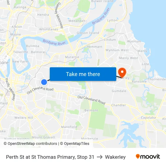 Perth St at St Thomas Primary, Stop 31 to Wakerley map