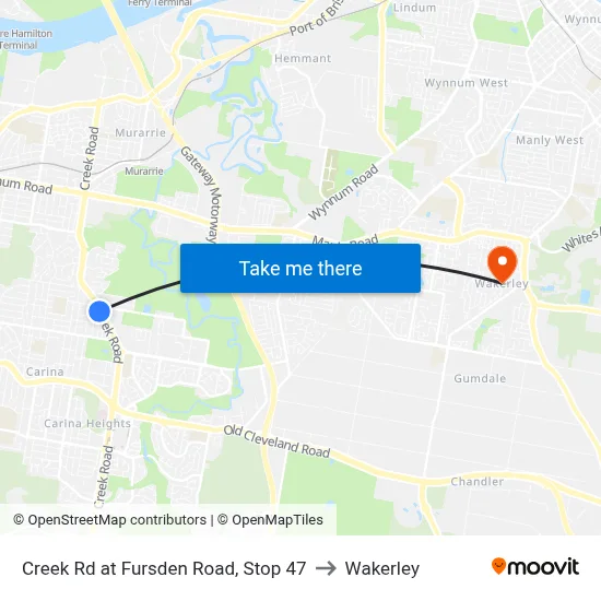 Creek Rd at Fursden Road, Stop 47 to Wakerley map