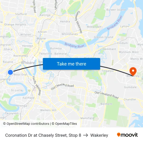 Coronation Dr at Chasely Street, Stop 8 to Wakerley map