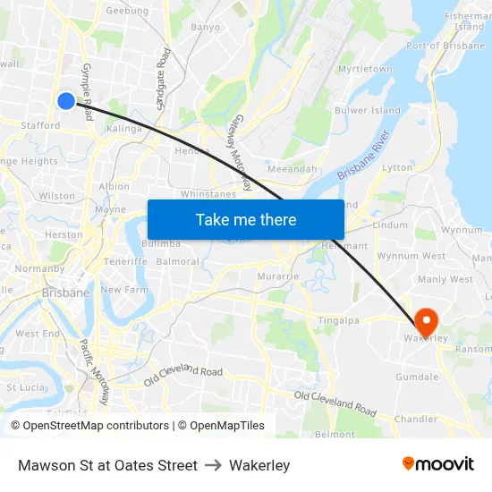 Mawson St at Oates Street to Wakerley map