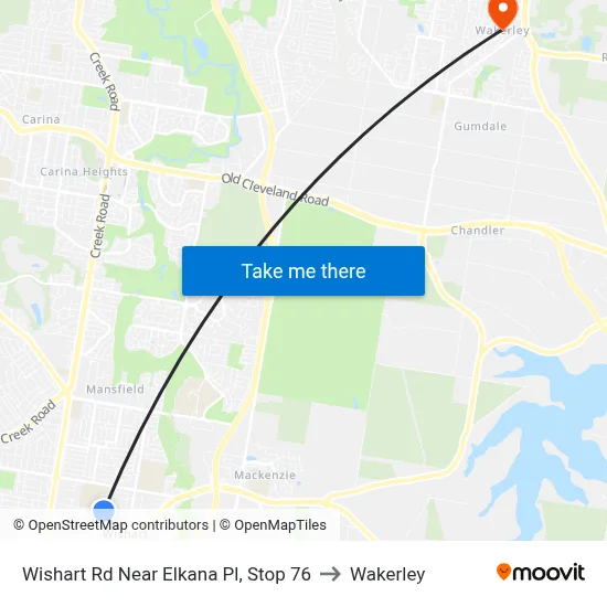 Wishart Rd Near Elkana Pl, Stop 76 to Wakerley map