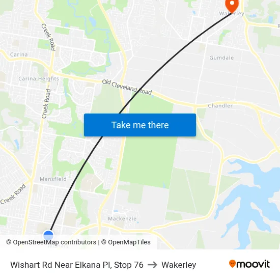 Wishart Rd Near Elkana Pl, Stop 76 to Wakerley map